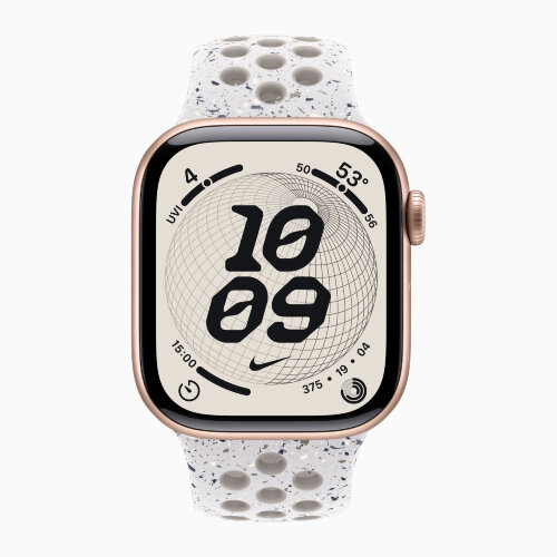Apple Watch Series 11 42mm, Rose Gold Aluminum Case with Nike Sport Band - Veiled Grey
