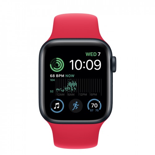 Apple Watch SE (2022) 40mm, Midnight Aluminum Case with Sport Band - Red