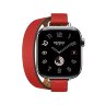 Кожаный ремешок Hermes для Apple Watch Double Tour 42mm Attelage - Красный (Rouge Radieux)
