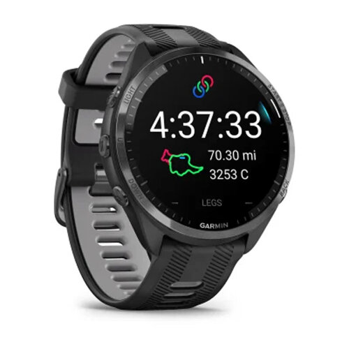 Умные часы Garmin Forerunner 965 47mm Carbon Gray DLC Titanium Bezel Black Case Black/Powder Gray Silicone Band
