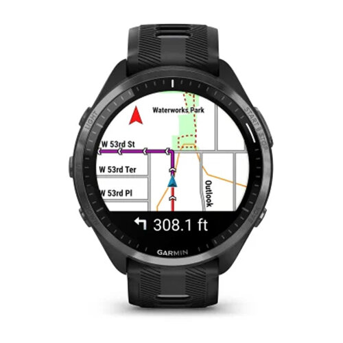 Умные часы Garmin Forerunner 965 47mm Carbon Gray DLC Titanium Bezel Black Case Black/Powder Gray Silicone Band