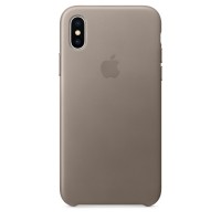 Кожаный чехол для iPhone X платиново-серый