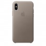 кожаный оригинальный чехол apple для iphone x платиново-серый