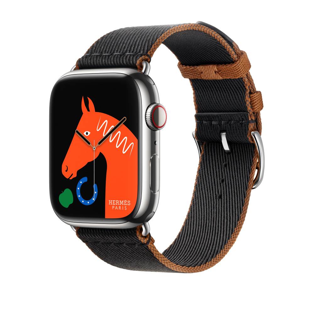 Hermes Apple Watch 45mm Twill Noir Gold