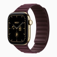 Apple Watch Series 12 46mm, Radiant Gold Titanium Case with Magnetic Link - Burgundy