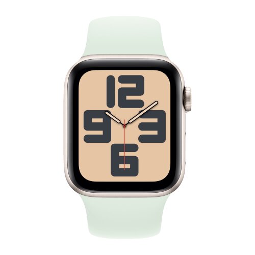 Apple Watch SE (2023) 44mm, Starlight Aluminum Case with Sport Band - Soft Mint (Мятный)