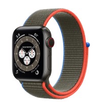 Apple Watch Edition Series 6 Titanium Space Black 40mm, спортивный браслет оливкового цвета