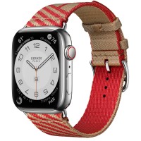 Apple Watch Series 7 Hermes 45 мм с нейлоновым ремешком бежевый / красный
