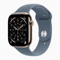 Apple Watch Series 11 42mm, Gold Titanium Case with Sport Band - Anchor Blue