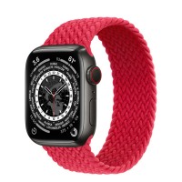 Apple Watch Series 7 41 мм, Space Black Titanium, плетеный монобраслет Красный