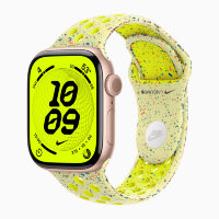 Apple Watch Series 11 42mm, Rose Gold Aluminum Case with Nike Sport Band - Volt Splash