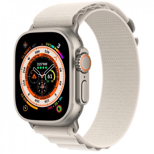 Apple Watch Ultra 49 мм, титановые, белый альпийский ремешок (L)