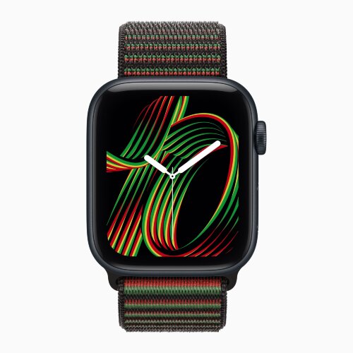 Apple Watch SE 3 40mm, Midnight Aluminum Case with Sport Loop - Black Unity - Unity Rhythm