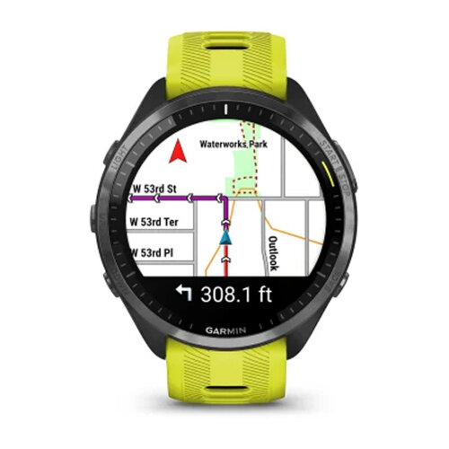 Умные часы Garmin Forerunner 965 47mm Carbon Gray DLC Titanium Bezel Black Case Amp Yellow/Black Silicone Band