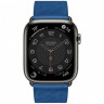 Apple Watch Series 9 Hermes 45mm, черный корпус, синий кожаный ремешок с перфорацией H