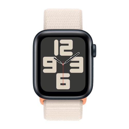 Apple Watch SE (2023) 44mm, Midnight Aluminum Case with Sport Loop - Starlight (Бежевый)