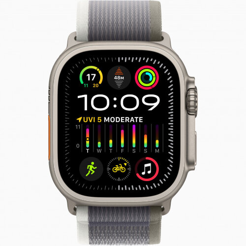 Apple Watch Ultra 3 49mm Titanium Case with Green/Gray Trail Loop (M/L)