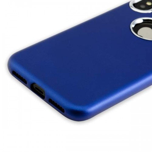 Силиконовый чехол-накладка Metal touch Series для iPhone X - Голубой