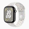 Apple Watch Series 10 42mm, Jet Black Aluminum Case with Nike Sport Band - Pure Platinum
