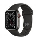 Apple Watch Series 6 40mm, нержавеющая сталь графитового цвета, черный спортивный ремешок