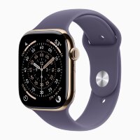 Apple Watch Series 11 42mm, Gold Titanium Case with Sport Band - Purple Fog