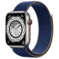 Apple Watch Series 7 45 мм Титан, спортивный браслет «Тёмный ультрамарин»