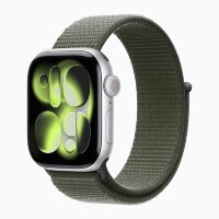 Apple Watch Series 11 46mm, Silver Aluminum Case with Sport Loop - Forest