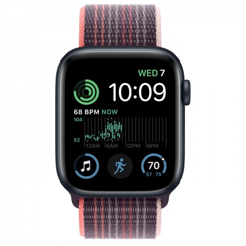 Apple Watch SE (2022) 44mm, Midnight Aluminum Case with Sport Loop - Elderberry