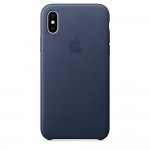 Кожаный чехол для iPhone X тёмно-синий