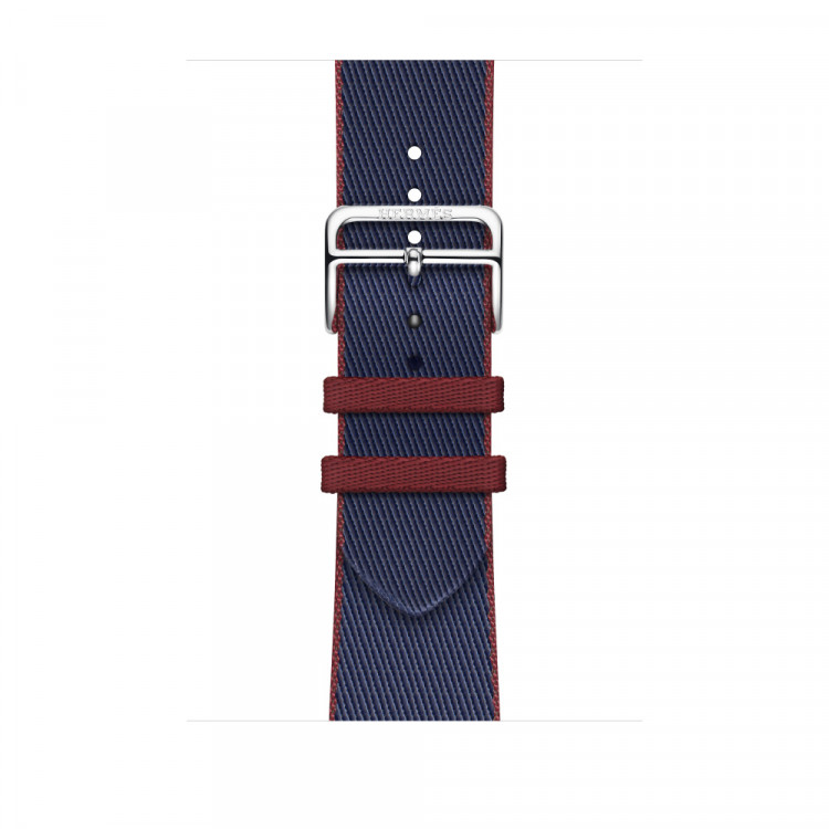 Ремешок Hermes для Apple Watch 46mm Twill Jump Single Tour - Темно-синий/Красный (Navy/Rouge)