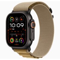 Apple Watch Ultra 2 49mm Black Titanium Case with Tan Alpine Loop (Medium)