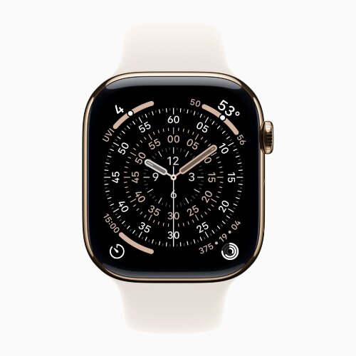 Apple Watch Series 11 42mm, Gold Titanium Case with Sport Band - Starlight