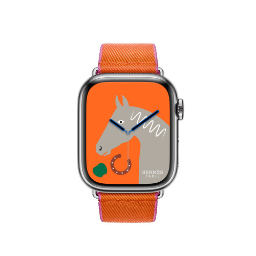 Ремешок Hermes для Apple Watch 42mm Twill Jump Single Tour - Оранжево-розовый (Orange/Rose)