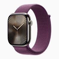 Apple Watch Series 10 42mm, Natural Titanium Case with Sport Loop - Plum