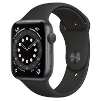 Apple Watch Series 6 44 мм, алюминий "серый космос", черный спортивный ремешок