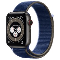 Apple Watch Edition Series 6 Titanium Space Black 44mm, черно-синий спортивный браслет