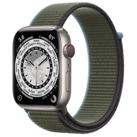Apple Watch Series 7 45 мм Титан, спортивный браслет Оливковый