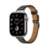 Кожаный ремешок Hermes для Apple Watch Single Tour 42mm Attelage - Темно-зеленый (Vert Mongrove)