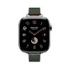 Кожаный ремешок Hermes для Apple Watch Single Tour 42mm Attelage - Темно-зеленый (Vert Mongrove)