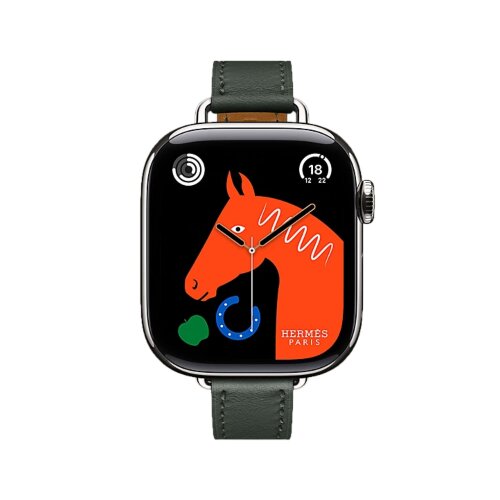 Кожаный ремешок Hermes для Apple Watch Single Tour 42mm Attelage - Темно-зеленый (Vert Mongrove)
