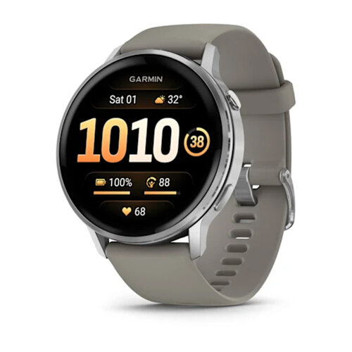 Умные часы Garmin Venu 4 45mm, Silver, Silver Gray Silicone Band