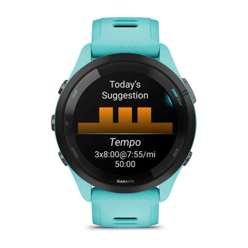 Умные часы Garmin Forerunner 265 46mm Black Bezel Aqua Case Aqua/Black Silicone Band