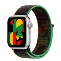 Apple Watch Series 8 41mm Silver Aluminum Case with Sport Loop - Black Unity