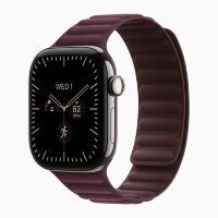 Apple Watch Series 12 42mm, Natural Titanium Case with Magnetic Link - Burgundy