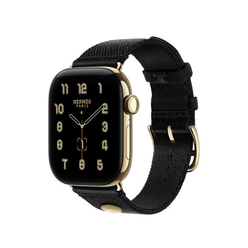 Ремешок Hermès для Apple Watch 46mm Satin Clou de Selle — черный сатиновый (Noir Satin)