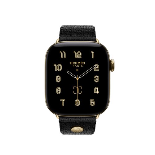 Ремешок Hermès для Apple Watch 46mm Satin Clou de Selle — черный сатиновый (Noir Satin)