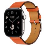 Apple Watch Hermes Series 12 42mm, классический кожаный оранжевый ремешок