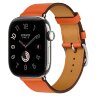 Apple Watch Hermes Series 12 42mm, классический кожаный оранжевый ремешок