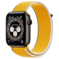 Apple Watch Edition Series 6 Titanium Space Black 44mm, ярко-жёлтый спортивный браслет