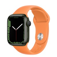 Apple Watch Series 7 41 мм, зеленый алюминий, спортивный ремешок «Весенняя мимоза»